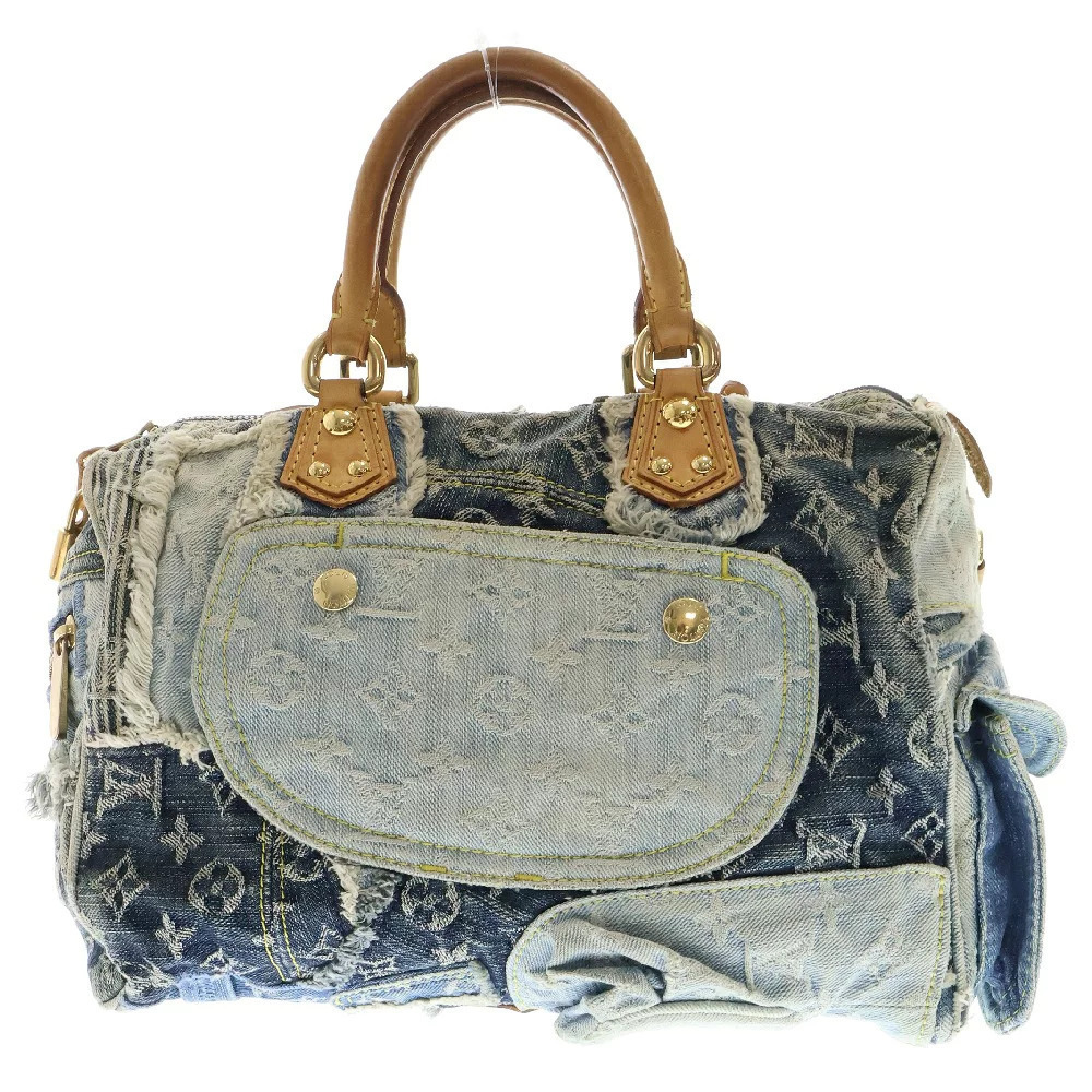 Louis Vuitton Speedy Bag Boston Denim Blue Monogram Handbag Patchwork